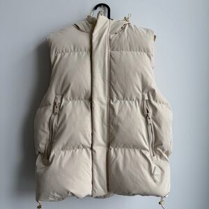 Zara Cream Quilted Vest with Hood